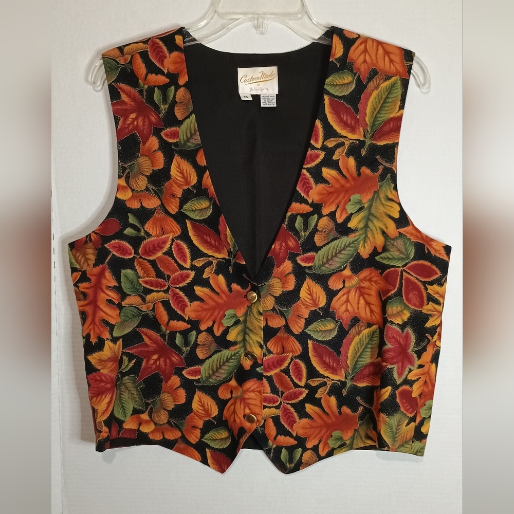 Custom By Julie Spotts Autumn Leaf Patterned Vest Size Medium